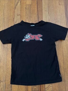 Boys' Black Short-Sleeve Tee with Pixel Fox Graphic